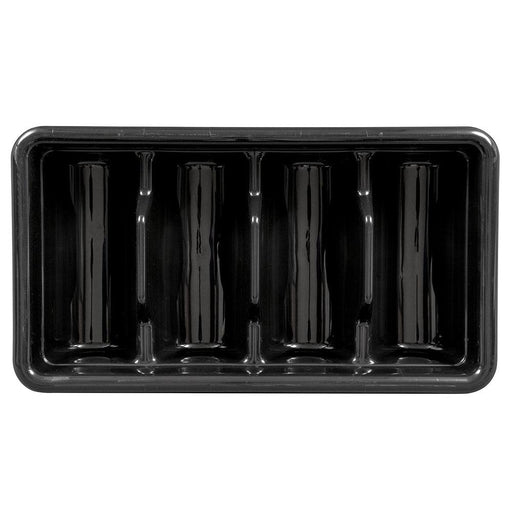 Cambro 1120CBP110 Poly Cambox Black 4-Compartment Cutlery Bin - Nella Online