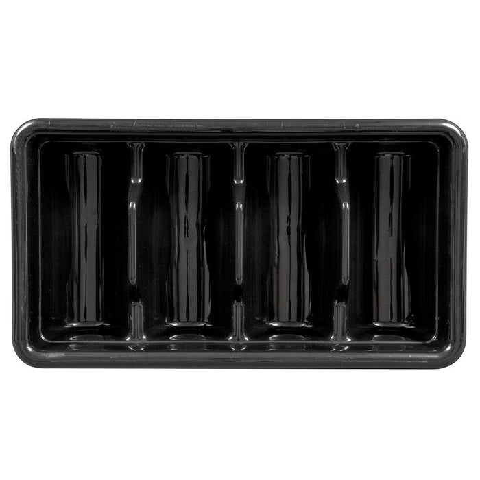 Cambro 1120CBP110 Poly Cambox Black 4-Compartment Cutlery Bin - Nella Online