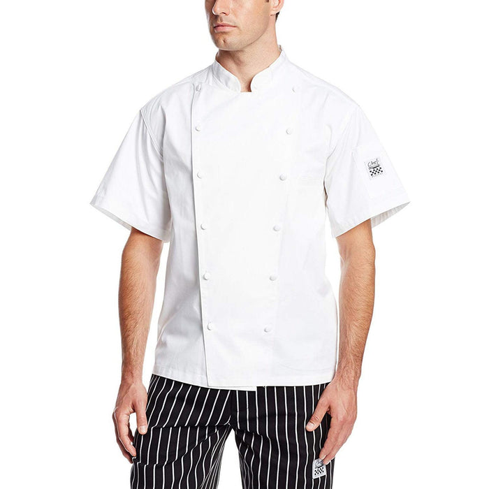 Chef Revival J057 Unisex Chef Coat with Short Sleeves in White - Nella Online