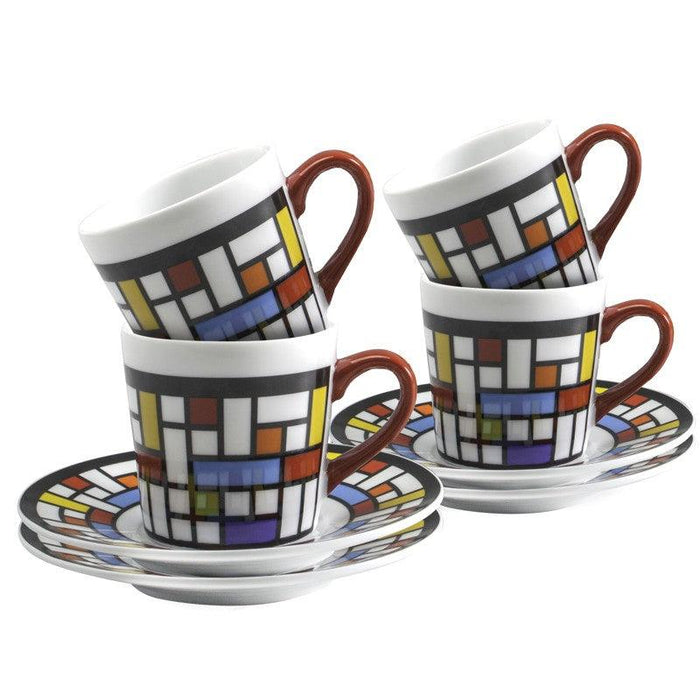 BIA Cordon Bleu Mosaic 3.4 Oz. Porcelain Espresso Cup & Saucer Set - 4/Set - 4320508AS - Nella Online