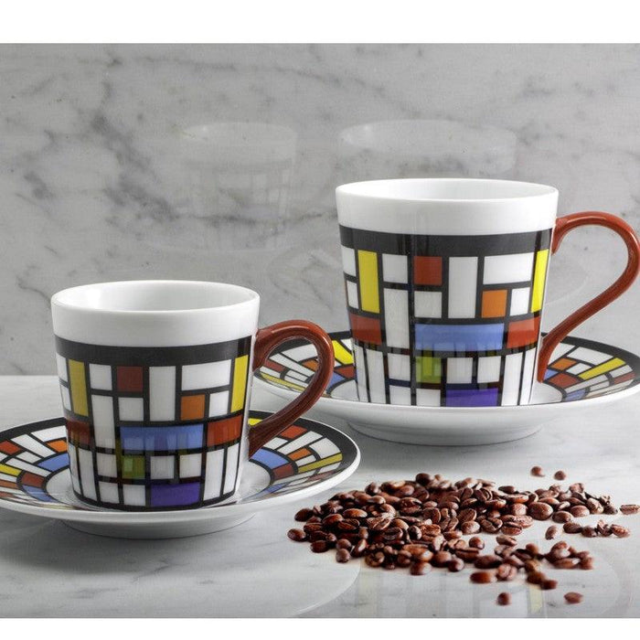 BIA Cordon Bleu Mosaic 3.4 Oz. Porcelain Espresso Cup & Saucer Set - 4/Set - 4320508AS - Nella Online