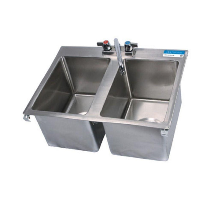 BK Resources 18" x 24" Two Compartment Drop In Sink With Faucet - BK-DIS-1014-2-P-G
