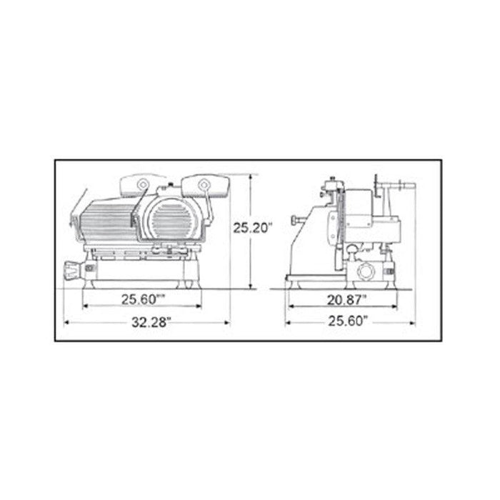Nella 14" Horizontal Belt-Driven Meat Slicer 0.5 hp - 350V - 13649 - Nella Online