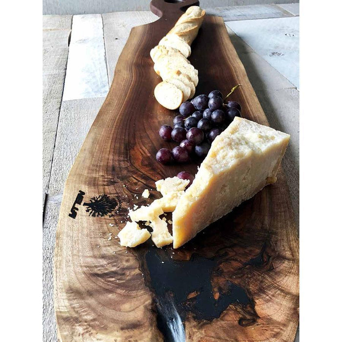 Nella 10" x 42" Large Handcrafted Walnut Charcuterie Board with Handle & Bark