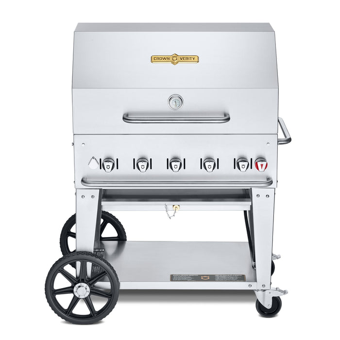 Crown Verity CV-MCB-36RDP 36" Mobile BBQ Grill with Roll Dome Package - Liquid Propane