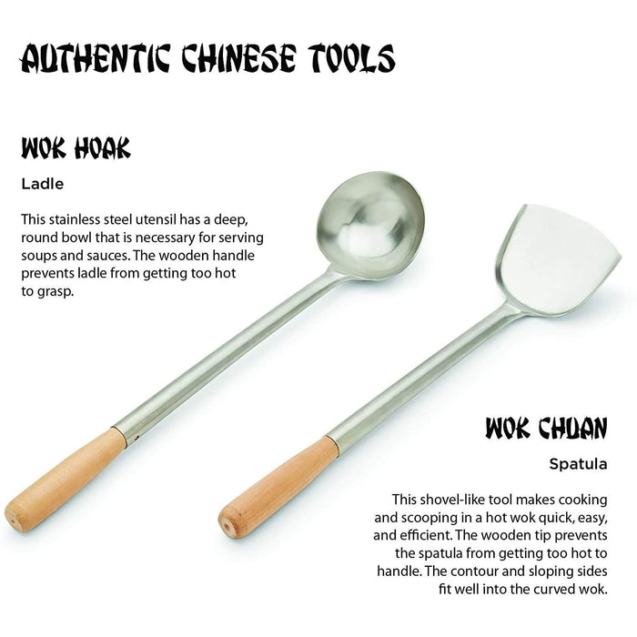 Fox Run 48763 17" Authentic Hand-Made Chuan and Hoak Wok Set