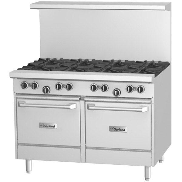 Garland G48-2G36RS Natural Gas 48" 2 Burner w/ 36" Griddle and with 1 Standard Oven and 1 Storage Base - 158,000 Btu - Nella Online