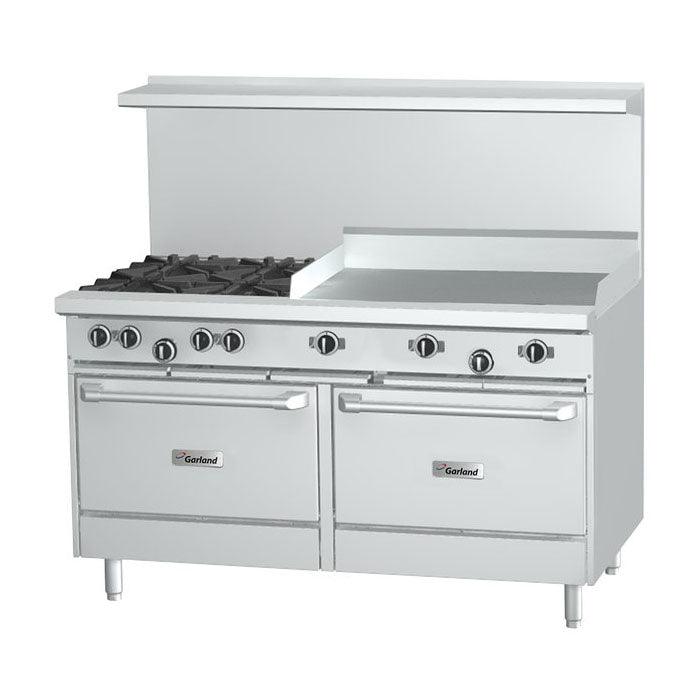 Garland G48-4G24LL Natural Gas 48" 4 Burner with 24" Griddle and with 2 Space Saver Ovens - 232,000 Btu - Nella Online