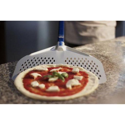 GI Metal A-41RF Azzurra 16” Aluminum Rectangular Perforated Pizza Peel with 59” Handle - Nella Online