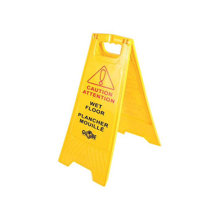 Globe GCP7112 25" x 12" Foldable Bilingual Wet Floor Safety Sign - English/French - Nella Online