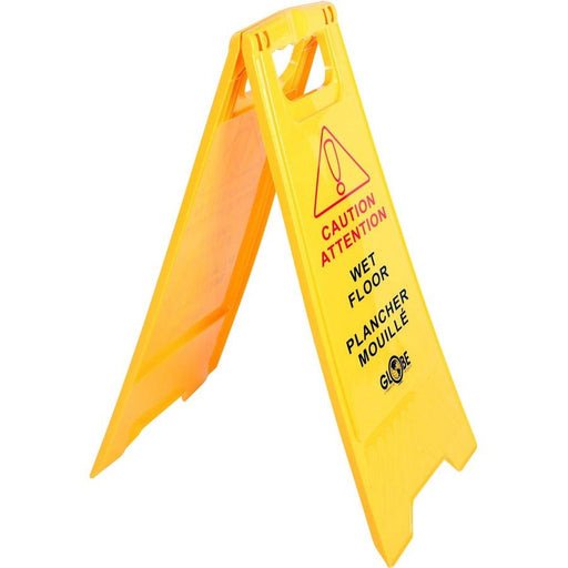Globe GCP7112 25" x 12" Foldable Bilingual Wet Floor Safety Sign - English/French - Nella Online