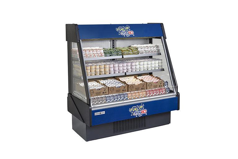 Hydra Kool 60” Low Profile Open Merchandiser with Electric Shutter/Front and Rear Loading - KGL-RS-60-S - Nella Online