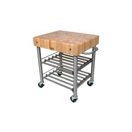 John Boos 30" x 24" 35-1/2" Rock Maple Top Cucina D'amico Wine Cart - CUCD15WC - Nella Online