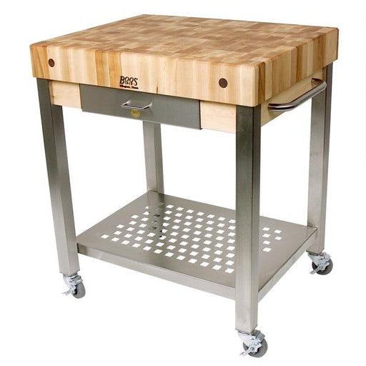 John Boos CUCT14 24" x 24" 4" Thick Rock Maple Top Cucina Technica Cart - Nella Online