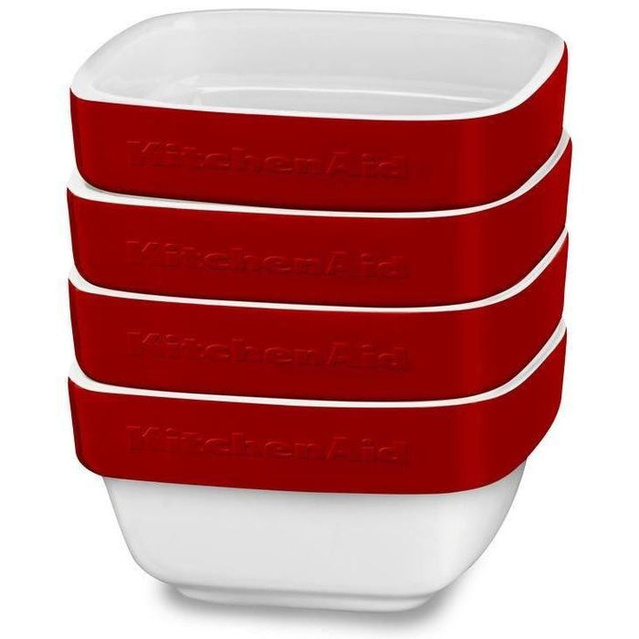KitchenAid 4-Piece 8 Oz. Ceramic Ramekin Bakeware Set - Empire Red - KBLR04RMER