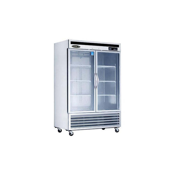 Kool-It KBSR-2G 53" Bottom Mount Glass Double Door Reach-In Refrigerator