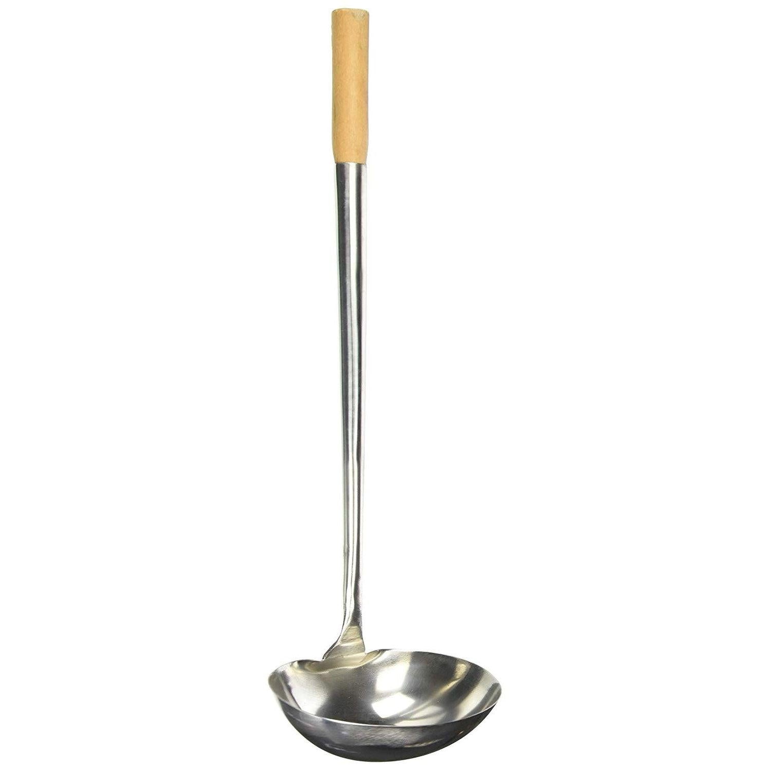 Magnum 5008 10 Oz. Stainless Steel Chinese Ladle with Round Wooden Han