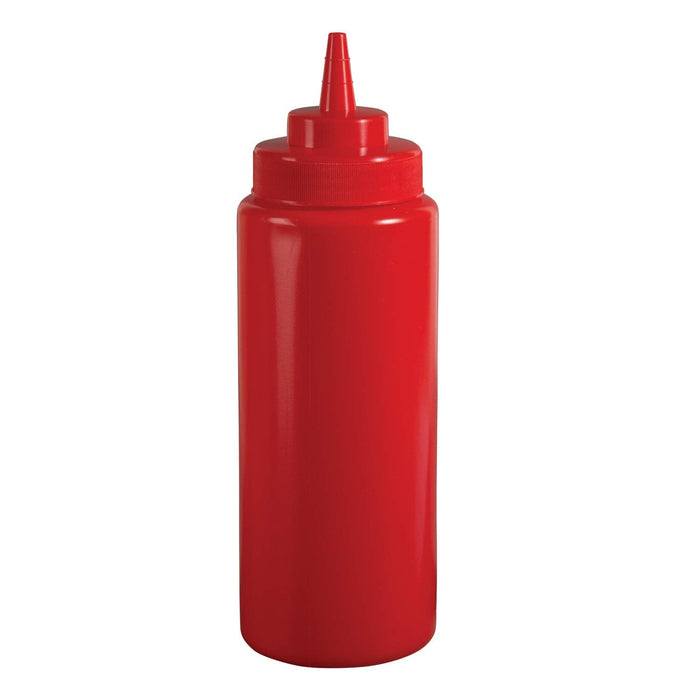 Magnum SBR-24W 24 Oz. Wide Mouth Red Squeeze Bottle - Nella Online