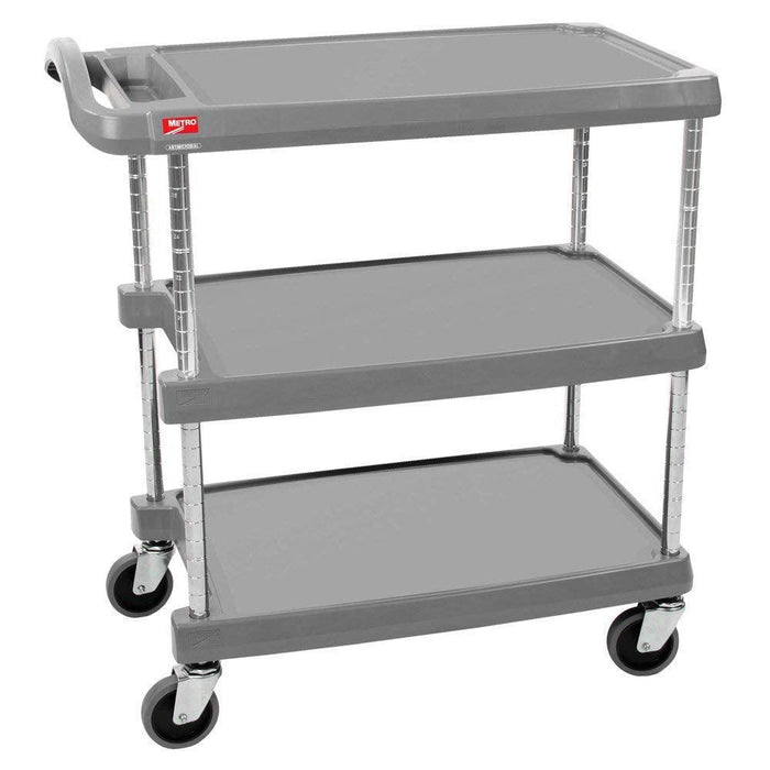 Metro MyCart MY2030-34G 24" x 34" Gray Utility Cart With Three Shelves And Chrome Posts - Nella Online