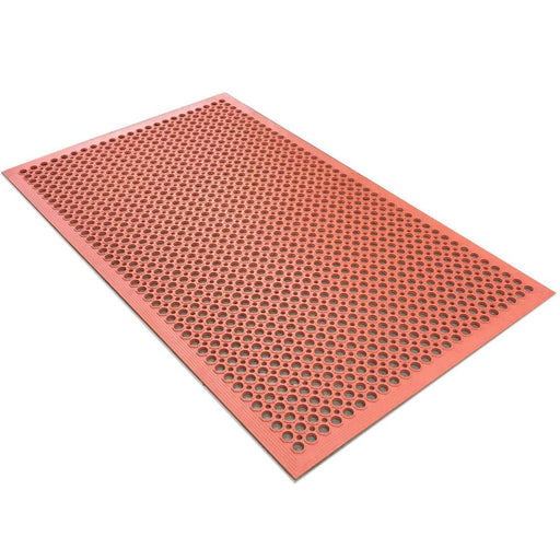 Choice 2' x 3' Red Rubber Straight Edge Grease-Resistant Anti-Fatigue Floor  Mat - 3/4 Thick