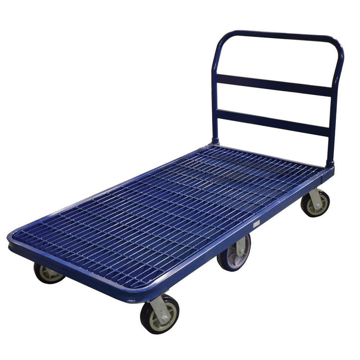 Nella Heavy-Duty Platform Truck with Grilled Surface - Blue - 24035