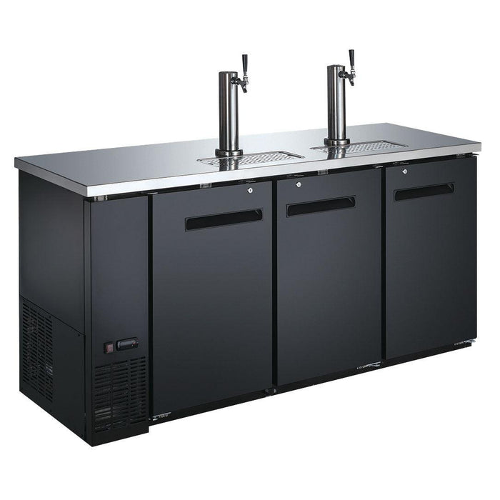 Nella 73” 3-Keg Solid Black Beer Dispenser With 2 Taps - 50065