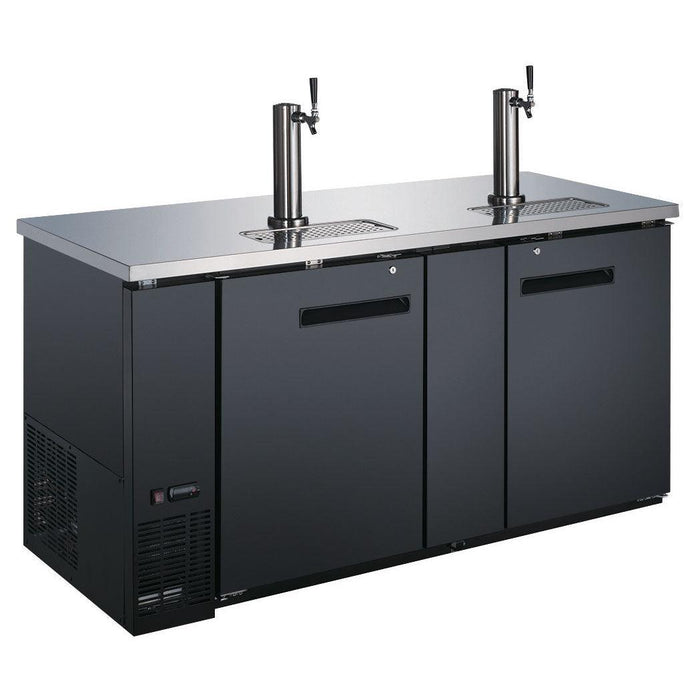 Nella 69” 3-Keg Solid Black Beer Dispenser With 2 Taps - 50068