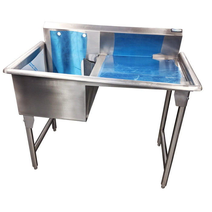 Nella 24” x 60” x 13.5" Heavy-Duty Stainless Steel Two Compartment Sink - D2460