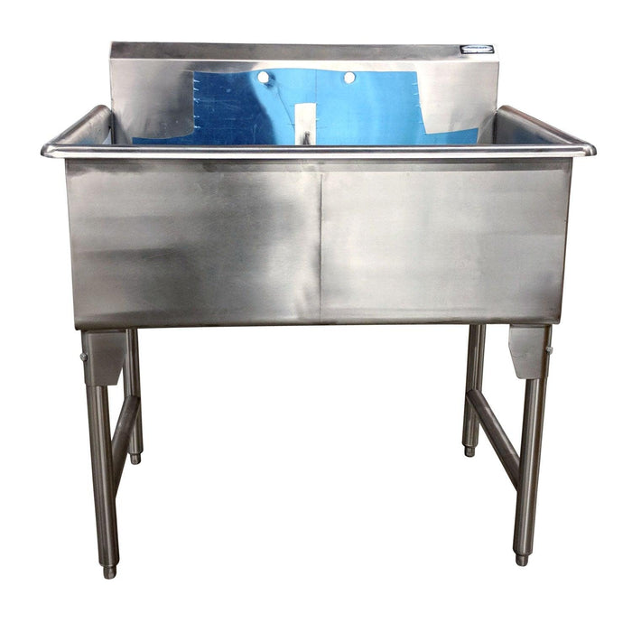 Nella 24” x 48” x 13.5" Heavy-Duty Stainless Steel Two Compartment Sink - D2448