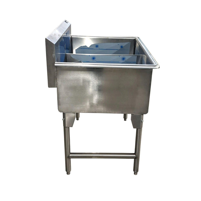 Nella 24” x 48” x 13.5" Heavy-Duty Stainless Steel Two Compartment Sink - D2448