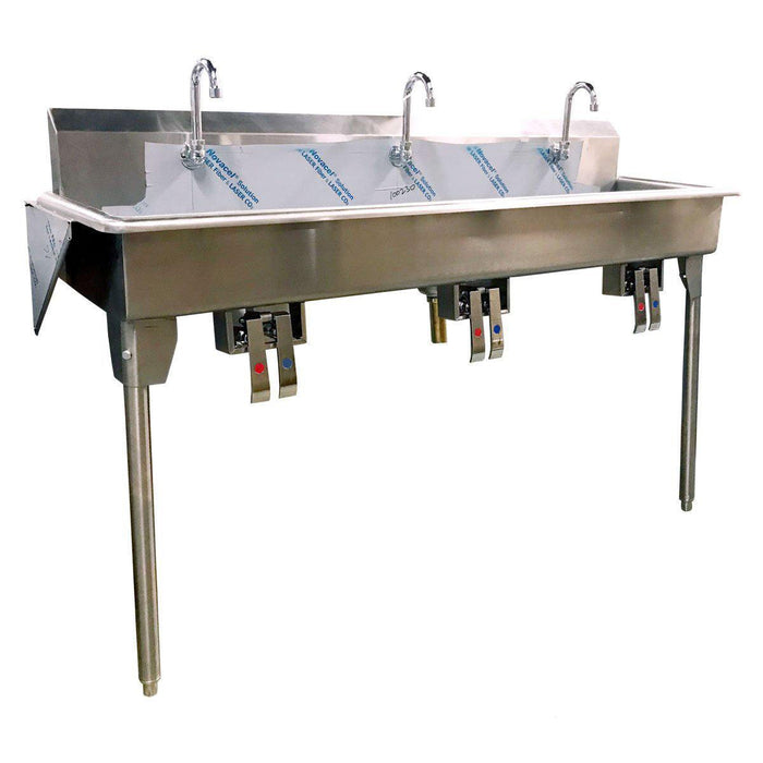 Nella 72" Four Station Trough Hand Sink with Knee Pedals and Spouts