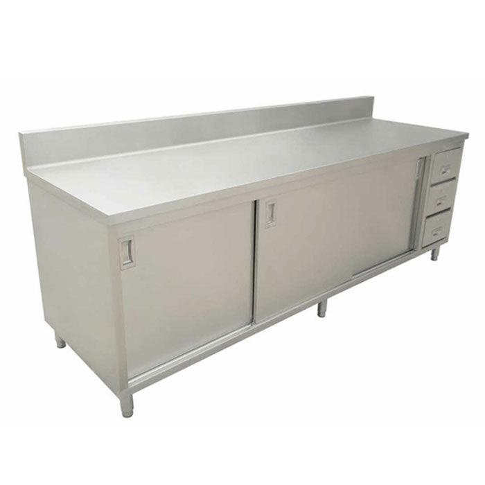 Nella 24" x 60" Stainless Steel Work Table with Cabinet, Drawers and 6" Backsplash - 43484