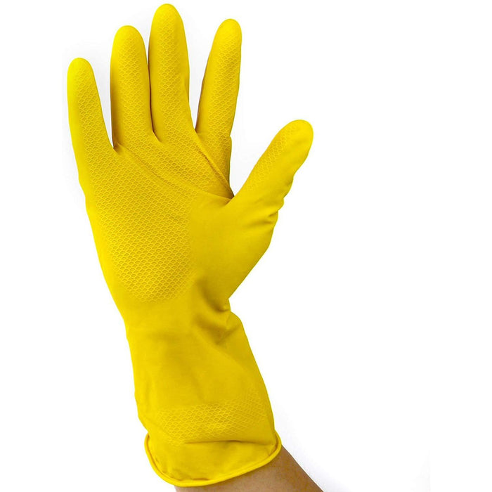 Nella 11" Yellow Rubber Gloves - 12 Pairs/Case