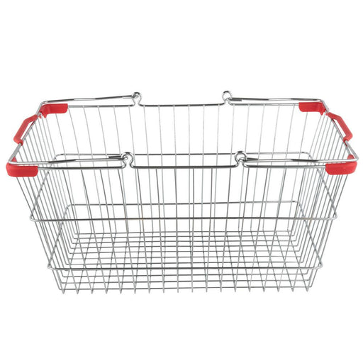 Nella 18" x 13" Chrome Grocery Shopping Basket With Red Handles - 13022 - Nella Online