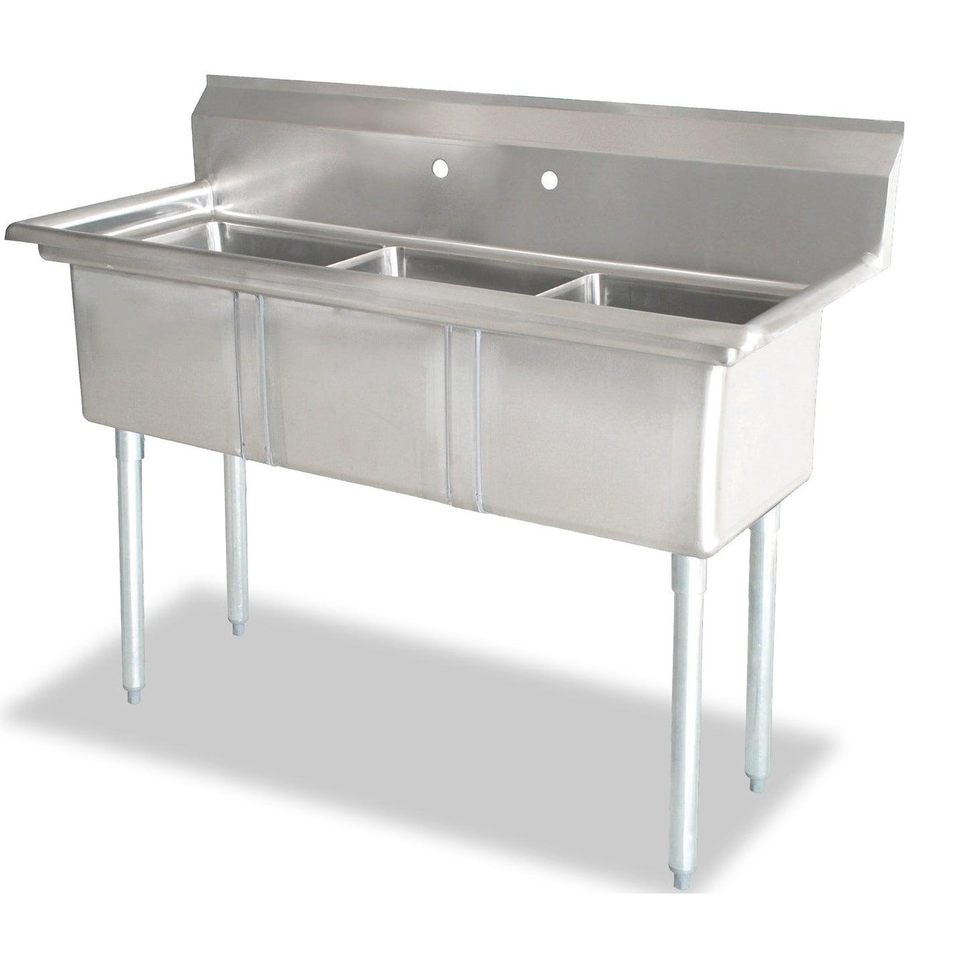 Nella 18" x 18" x 11" Three Tub Sink with Centre Drain and No Drain Board - 43765 - Nella Online