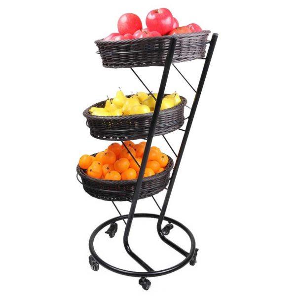3-Tier Black Display Stand with 5 Wheels - 44294 - Nella Online