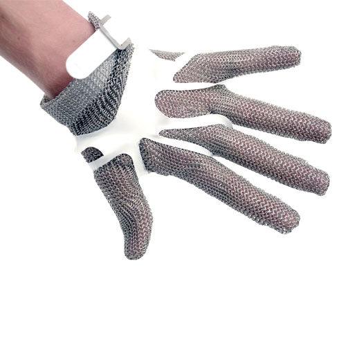 5 Finger Stainless Steel Mesh Glove with White Silicone Strap – Small - Nella Online