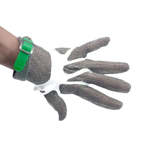5 Finger Stainless Steel Mesh Glove With Green Silicone Strap – Extra Large - Nella Online