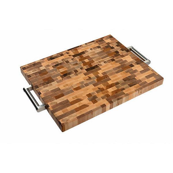 Planches Labell L16208 16” x 20” x 1.5” Butcher Block with Stainless Steel Handles