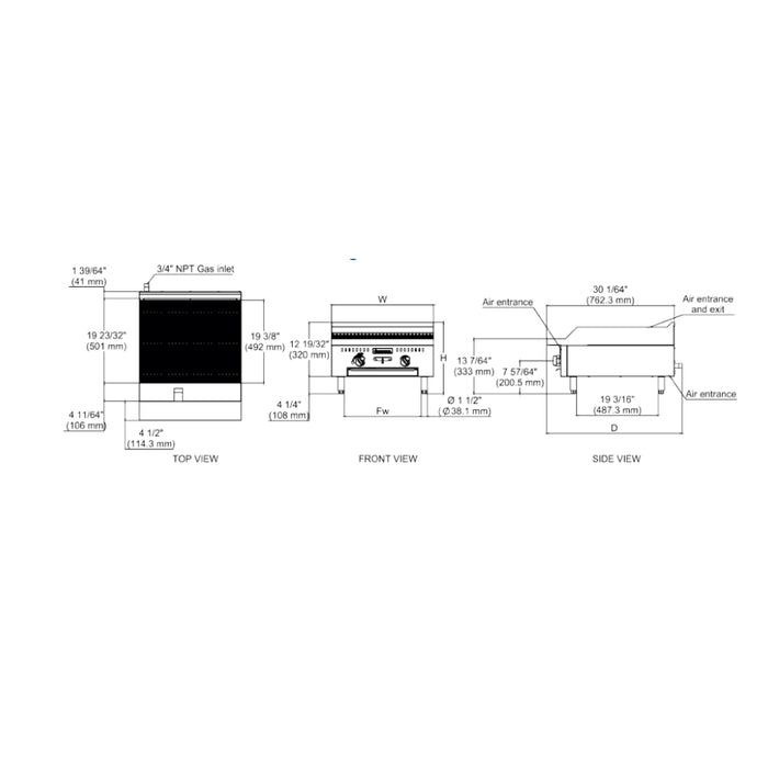Sierra Range SRRB-24 24" Radiant Natural Gas Charbroiler - 60,000 BTU