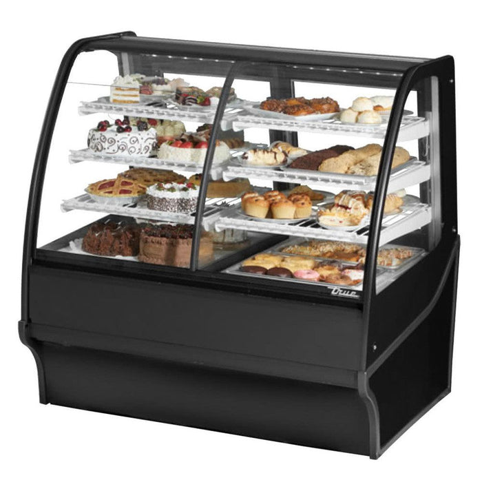 True TDM-DZ-48-GE/GE 48" Black Curved Glass Dual Zone Refrigerated Bakery Display Case