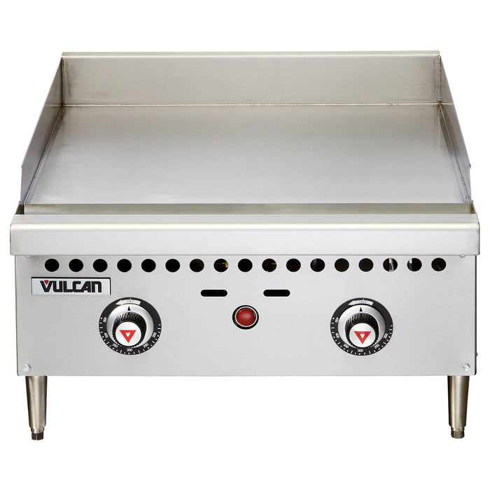 Vulcan VCRG24-T Restaurant Series 24" Natural Gas Griddle With Thermostatic Control - 50,000 BTU