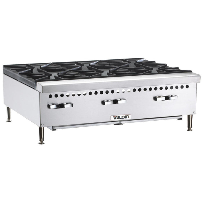 Vulcan VCRH36 Restaurant Series Natural Gas 36” Countertop 6-Burner Gas Hot Plate - 150,000 BTU