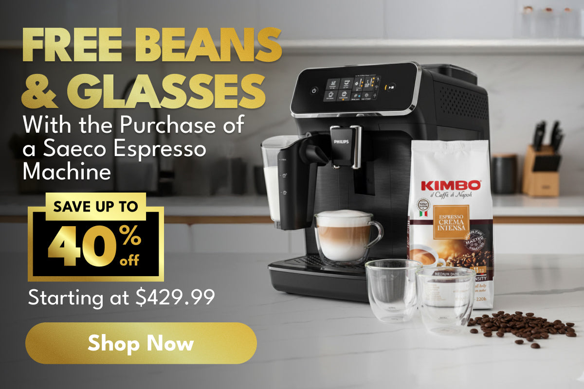 Free Coffee Beans & Glasses with Purchase of Select Espresso Machines